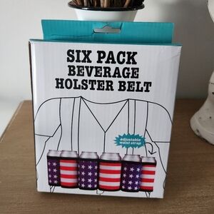 Adjustable Beverage Holster Belt - Stars and Stripes 6 Pack Holder